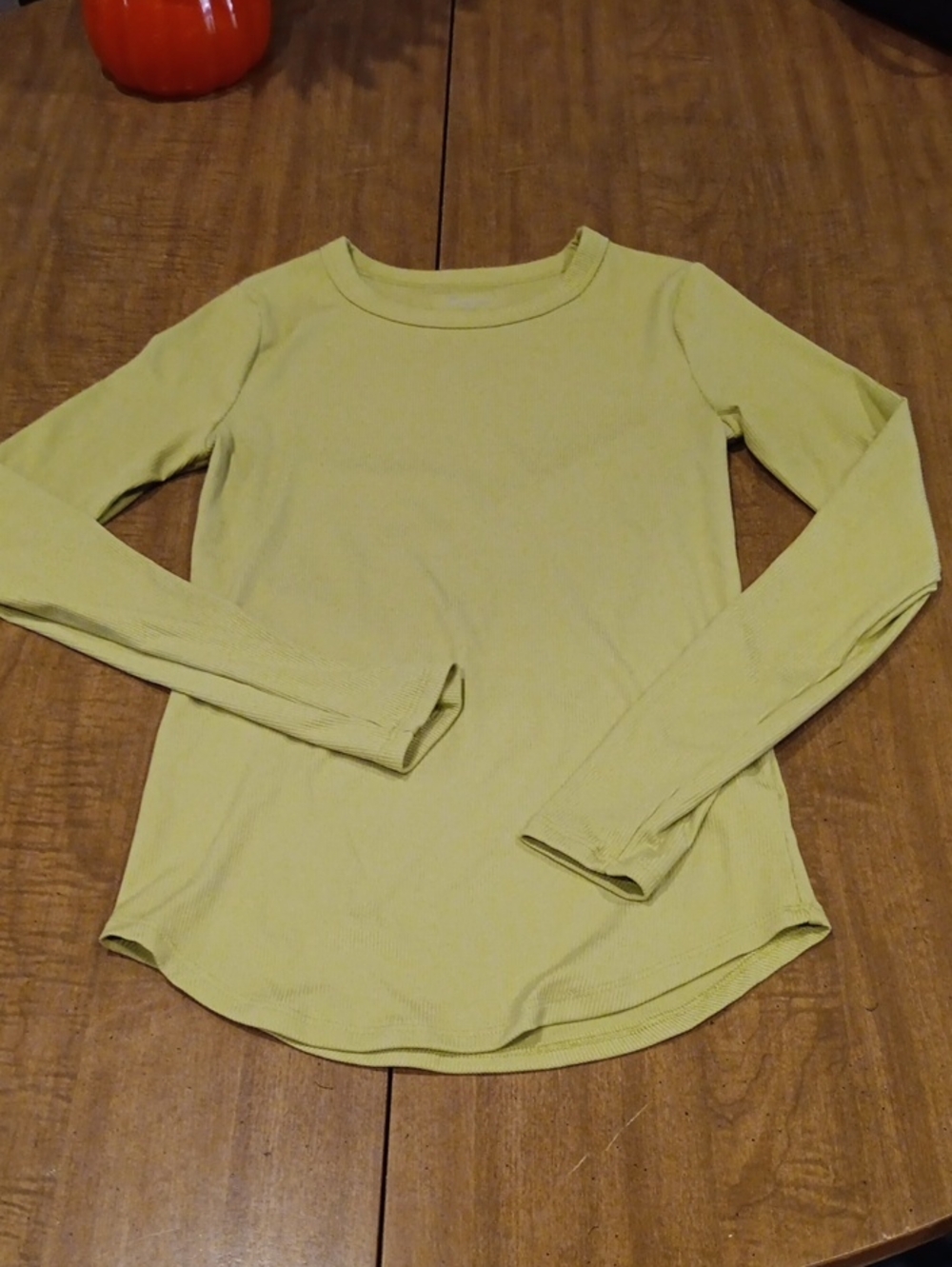 No Boundaries Light Olive Ribbed Long-Sleeve Crewneck Top
